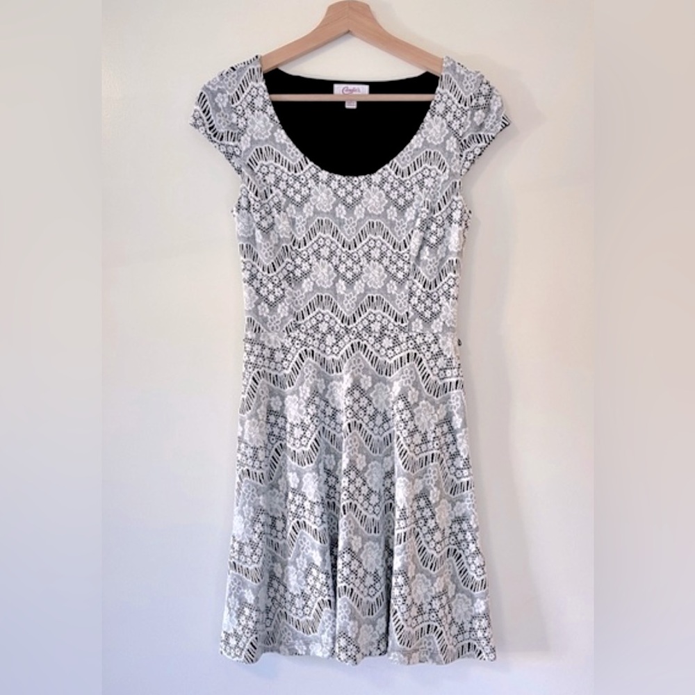 Candie’s White Lace / Black Under Contrast /Dress.